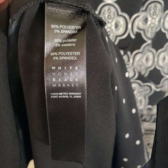 White House Black Market Stretch Sheath Dress Black & White Print 3/4 Sleeve XXS - Picture 6 of 7